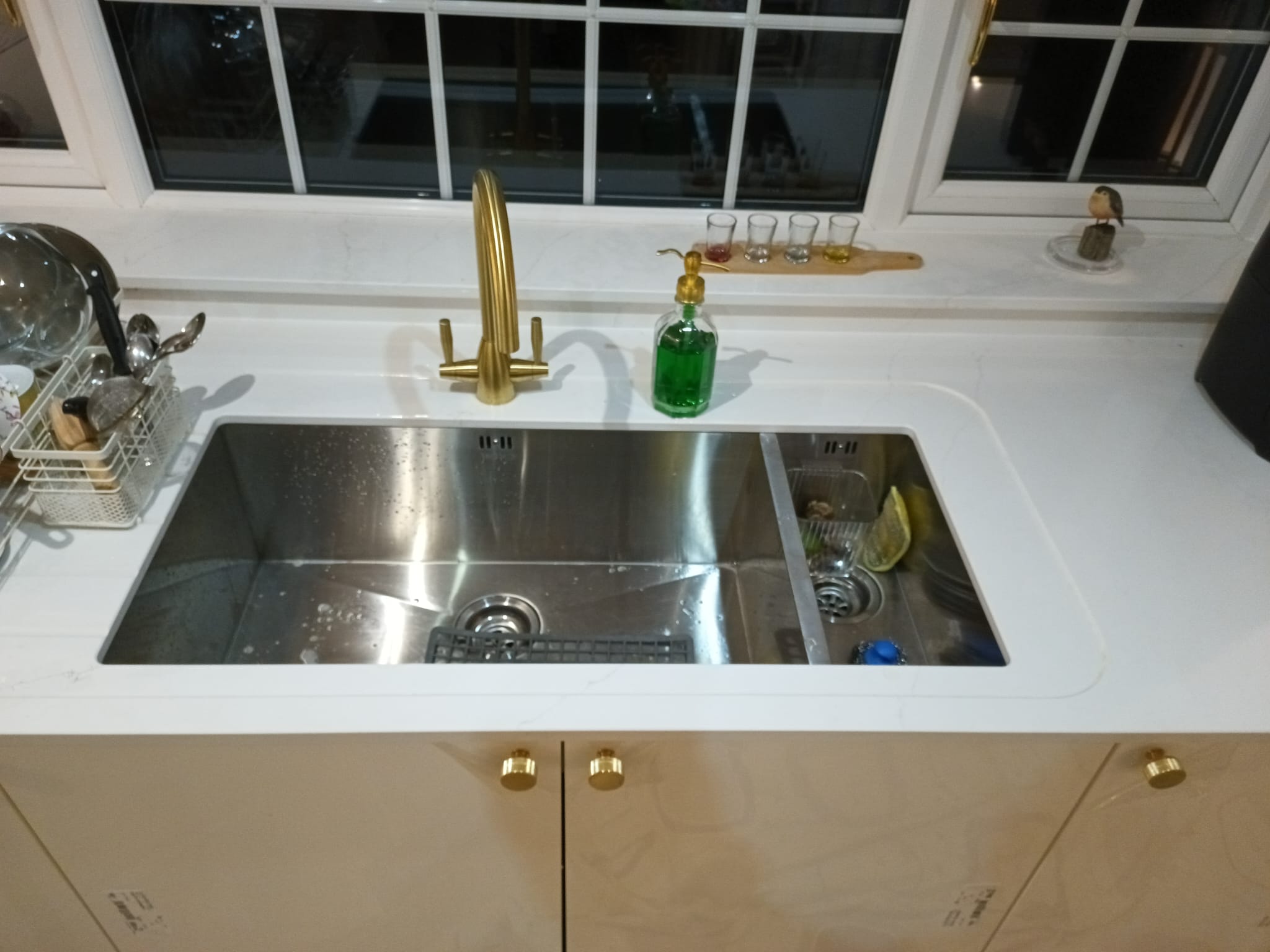 Undermount Sink with Gold Tap